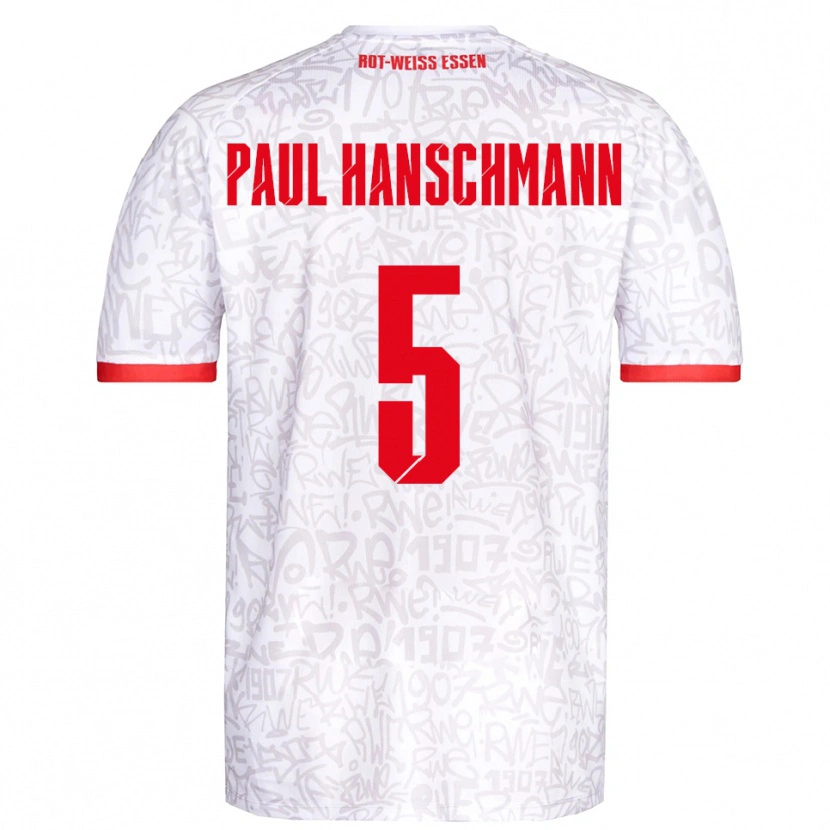 Danxen Hombre Camiseta Theodor Paul Hanschmann #5 Blanco Rojo 1ª Equipación 2025/26 La Camisa México