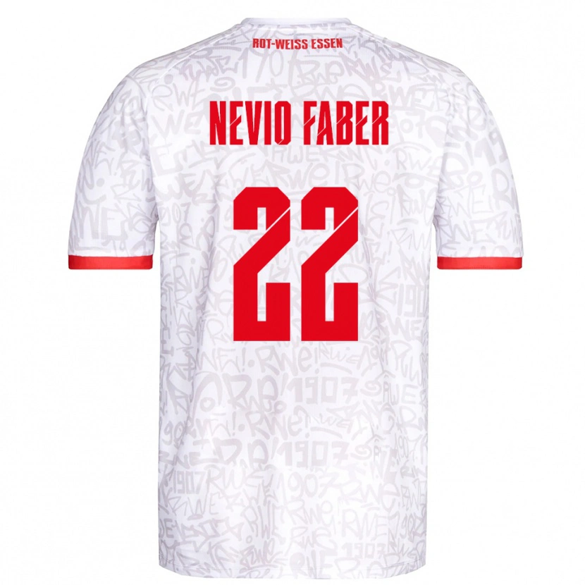 Danxen Hombre Camiseta Arne Nevio Faber #22 Blanco Rojo 1ª Equipación 2025/26 La Camisa México