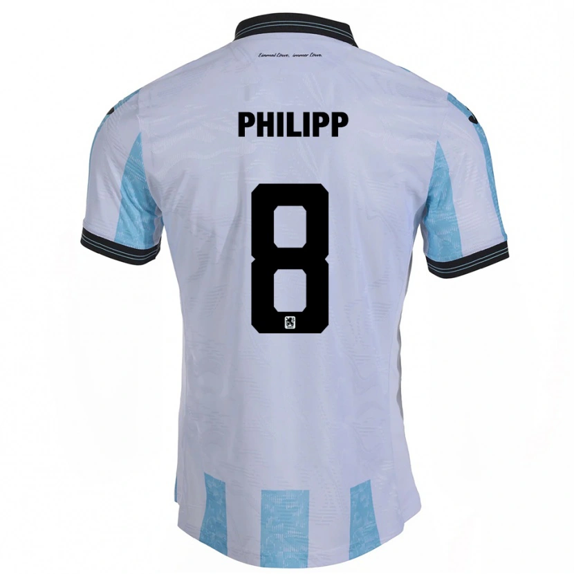 Danxen Hombre Camiseta David Philipp #8 Blanco Azul Cielo 1ª Equipación 2025/26 La Camisa México