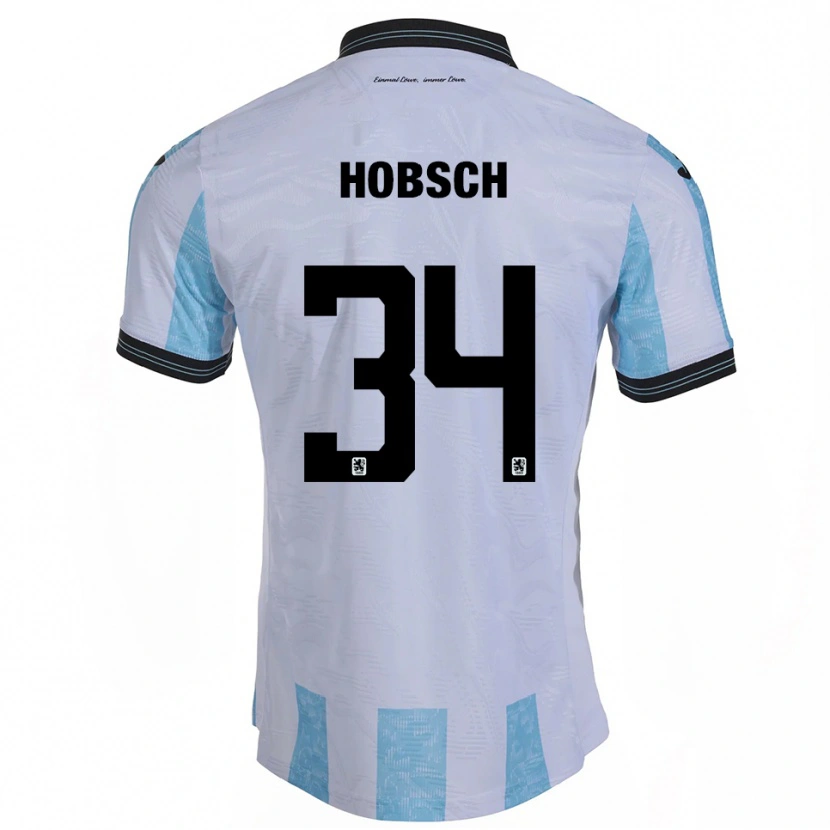 Danxen Hombre Camiseta Patrick Hobsch #34 Blanco Azul Cielo 1ª Equipación 2025/26 La Camisa México