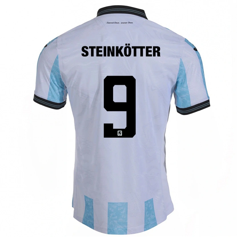Danxen Hombre Camiseta Justin Steinkötter #9 Blanco Azul Cielo 1ª Equipación 2025/26 La Camisa México