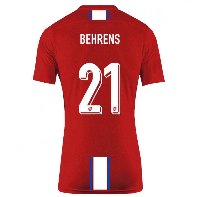 Danxen Hombre Camiseta Irichad Behrens #21 Rojo Blanco 1ª Equipación 2025/26 La Camisa México