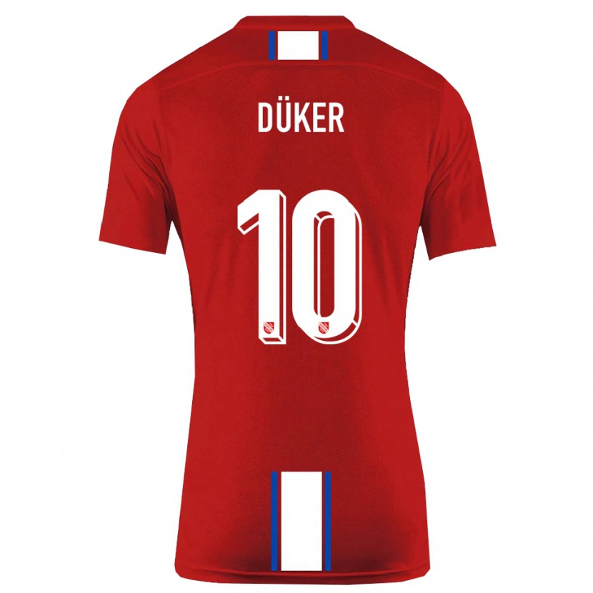 Danxen Hombre Camiseta Julius Düker #10 Rojo Blanco 1ª Equipación 2025/26 La Camisa México