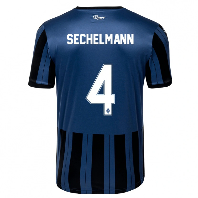 Danxen Hombre Camiseta Tim Sechelmann #4 Azul Gris Negro 1ª Equipación 2025/26 La Camisa México