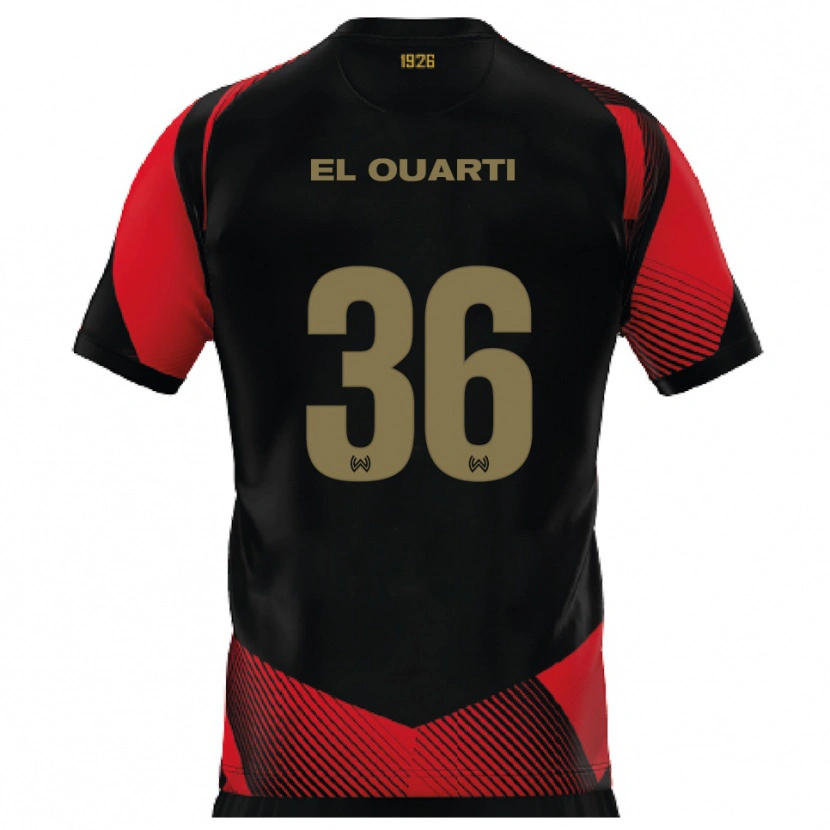 Danxen Hombre Camiseta Nassim El Ouarti #36 Negro Rojo 1ª Equipación 2025/26 La Camisa México