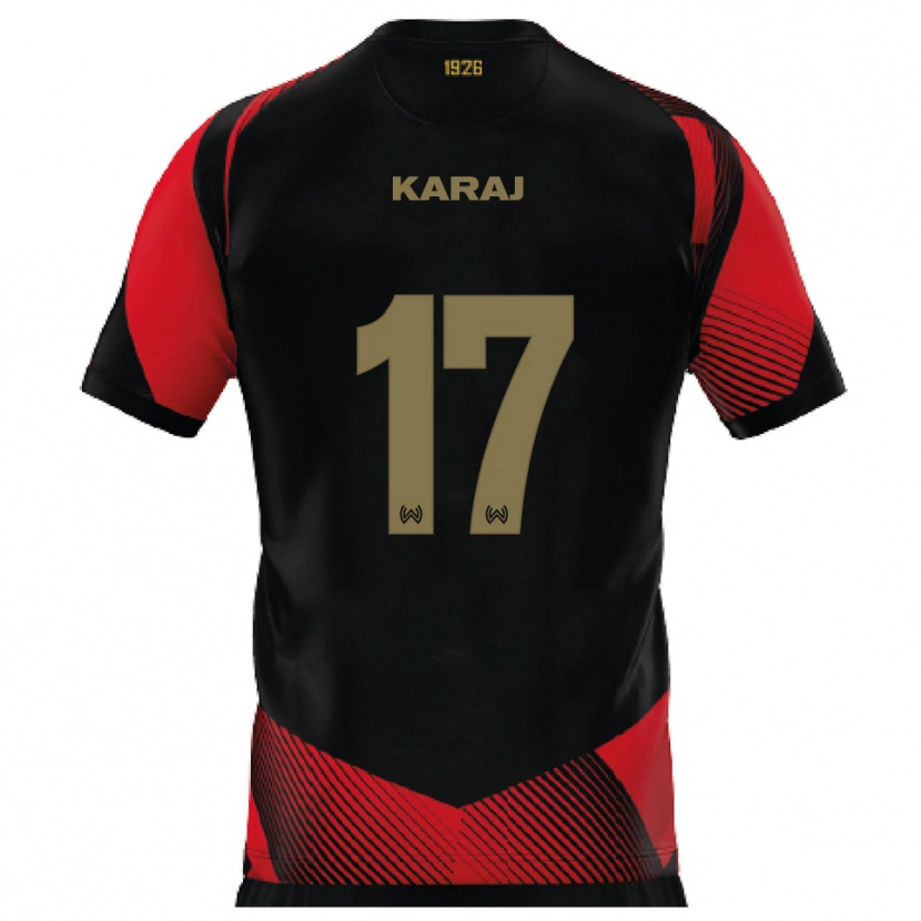 Danxen Hombre Camiseta Eraldo Karaj #17 Negro Rojo 1ª Equipación 2025/26 La Camisa México