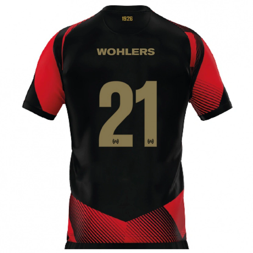 Danxen Hombre Camiseta Ole Wohlers #21 Negro Rojo 1ª Equipación 2025/26 La Camisa México