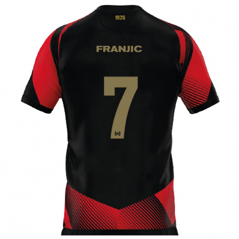 Danxen Hombre Camiseta Ivan Franjic #7 Negro Rojo 1ª Equipación 2025/26 La Camisa México