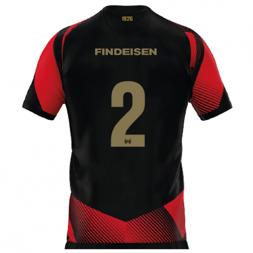 Danxen Hombre Camiseta Edwin Findeisen #2 Negro Rojo 1ª Equipación 2025/26 La Camisa México