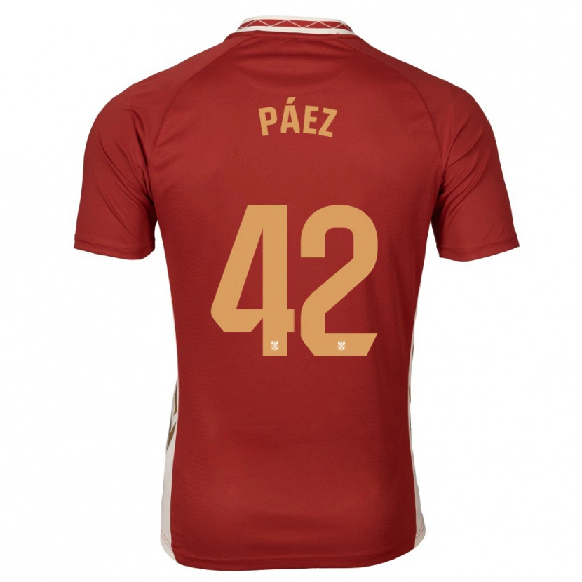 Danxen Hombre Camiseta David Páez #42 Borgoña Dorado 2ª Equipación 2025/26 La Camisa México
