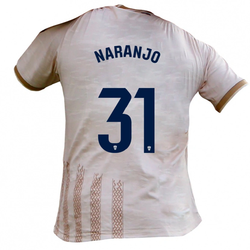 Danxen Hombre Camiseta David Naranjo #31 Blanquecino Marrón 2ª Equipación 2025/26 La Camisa México