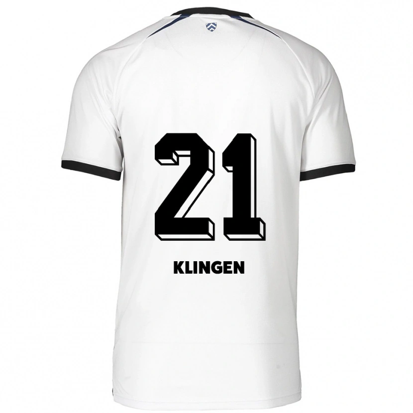 Danxen Hombre Camiseta Emelie Klingen #21 Blanco Negro 2ª Equipación 2025/26 La Camisa México