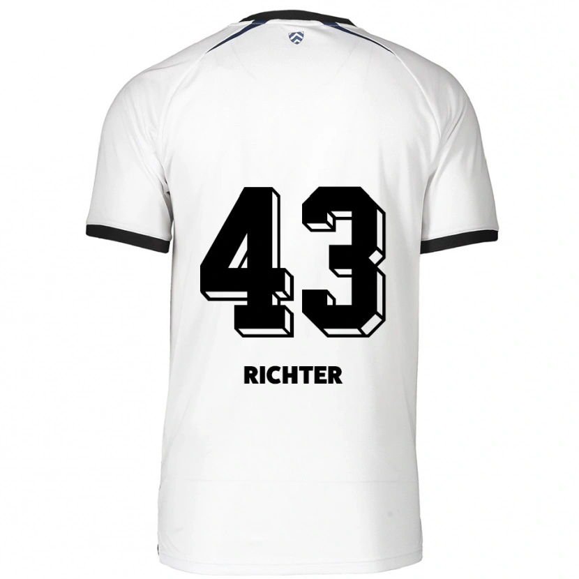 Danxen Hombre Camiseta Daniel Richter #43 Blanco Negro 2ª Equipación 2025/26 La Camisa México