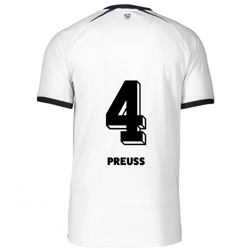 Danxen Hombre Camiseta Celine Preuß #4 Blanco Negro 2ª Equipación 2025/26 La Camisa México