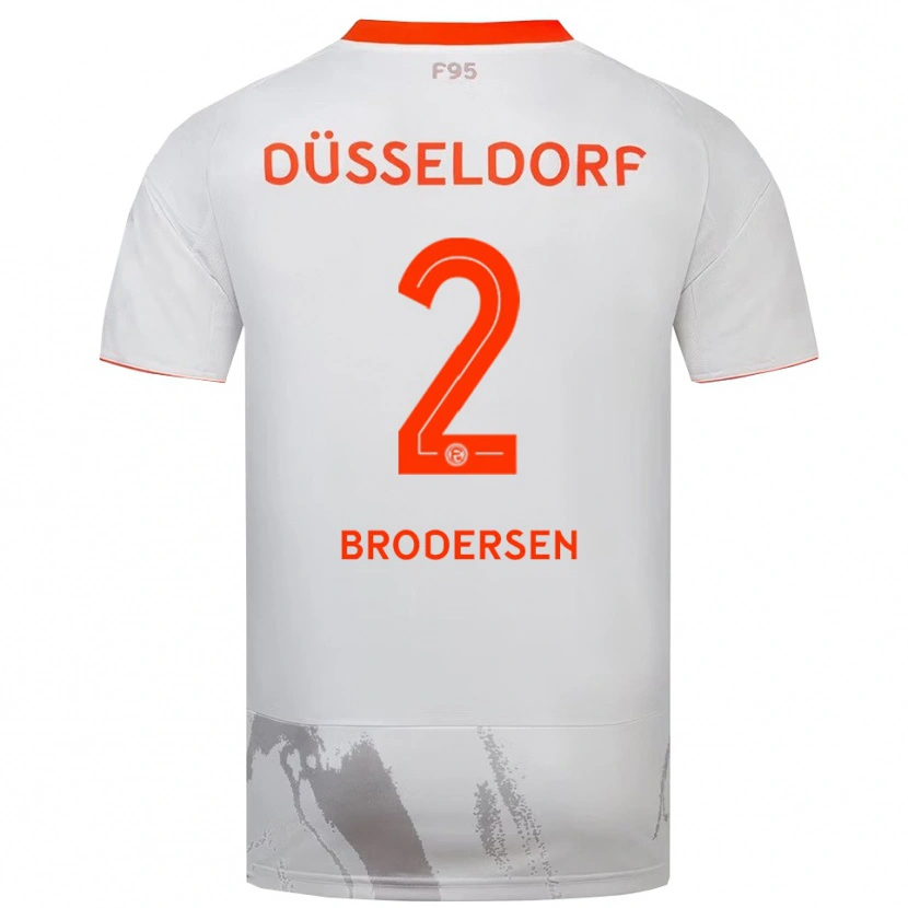 Danxen Hombre Camiseta Leonard Brodersen #2 Blanco Naranja 2ª Equipación 2025/26 La Camisa México