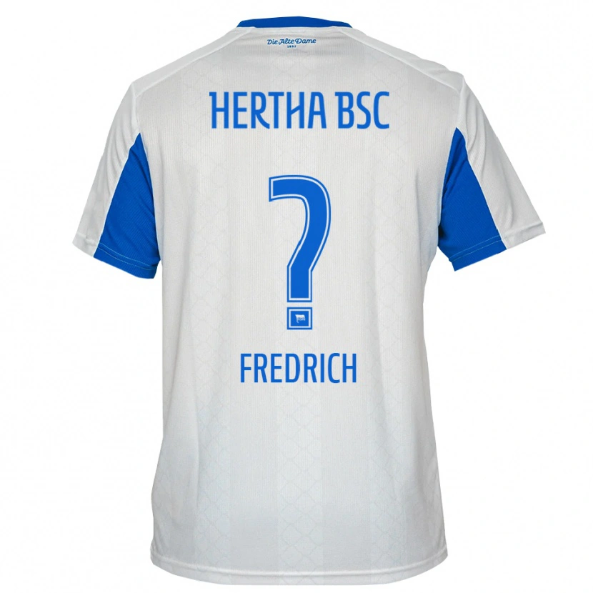 Danxen Hombre Camiseta Marco Fredrich #0 Blanco Azul 2ª Equipación 2025/26 La Camisa México