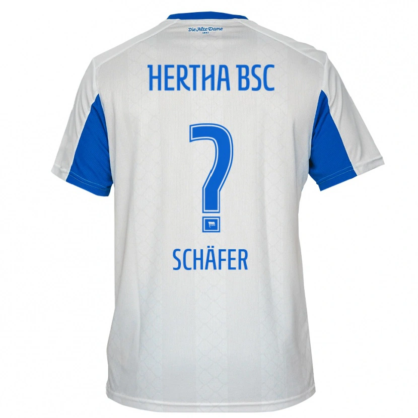 Danxen Hombre Camiseta Daniel Schäfer #0 Blanco Azul 2ª Equipación 2025/26 La Camisa México