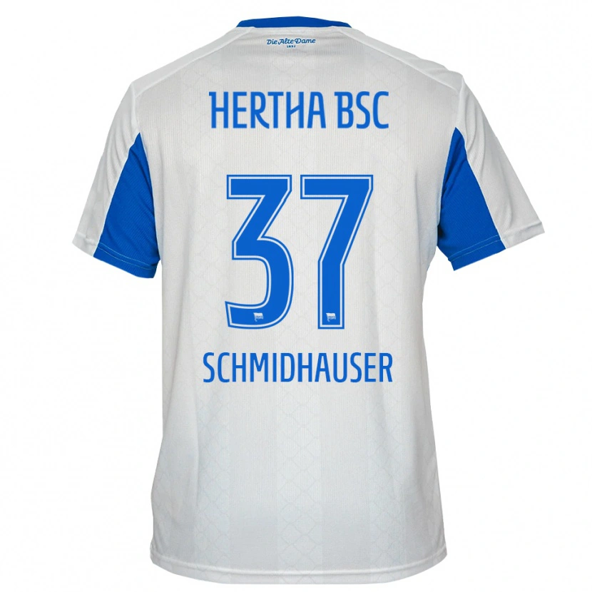 Danxen Hombre Camiseta Oliver Schmidhauser #37 Blanco Azul 2ª Equipación 2025/26 La Camisa México