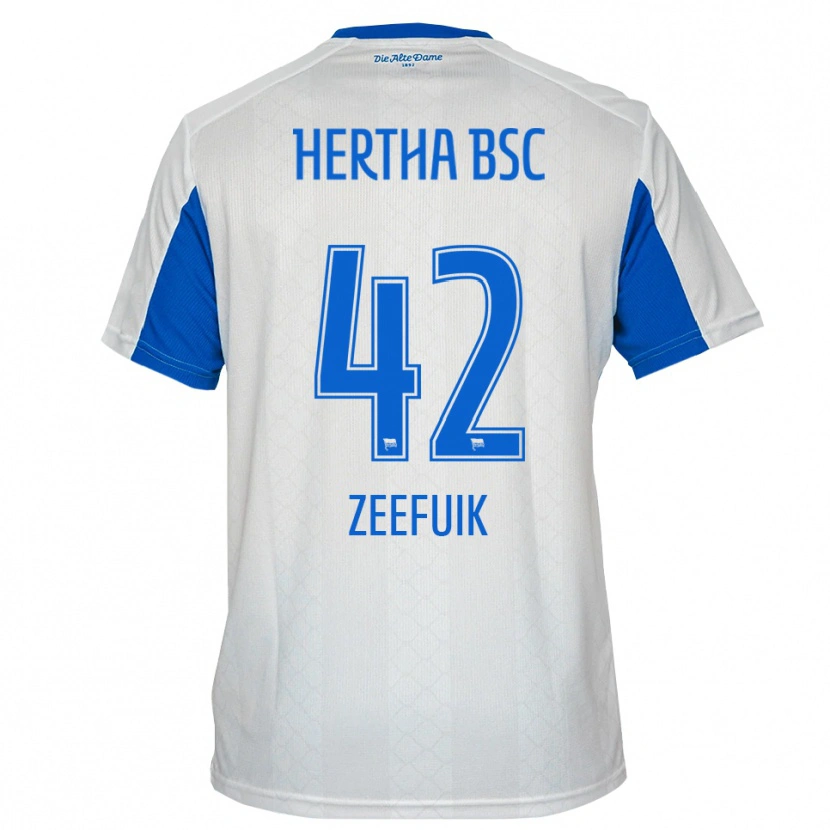 Danxen Hombre Camiseta Deyovaisio Zeefuik #42 Blanco Azul 2ª Equipación 2025/26 La Camisa México