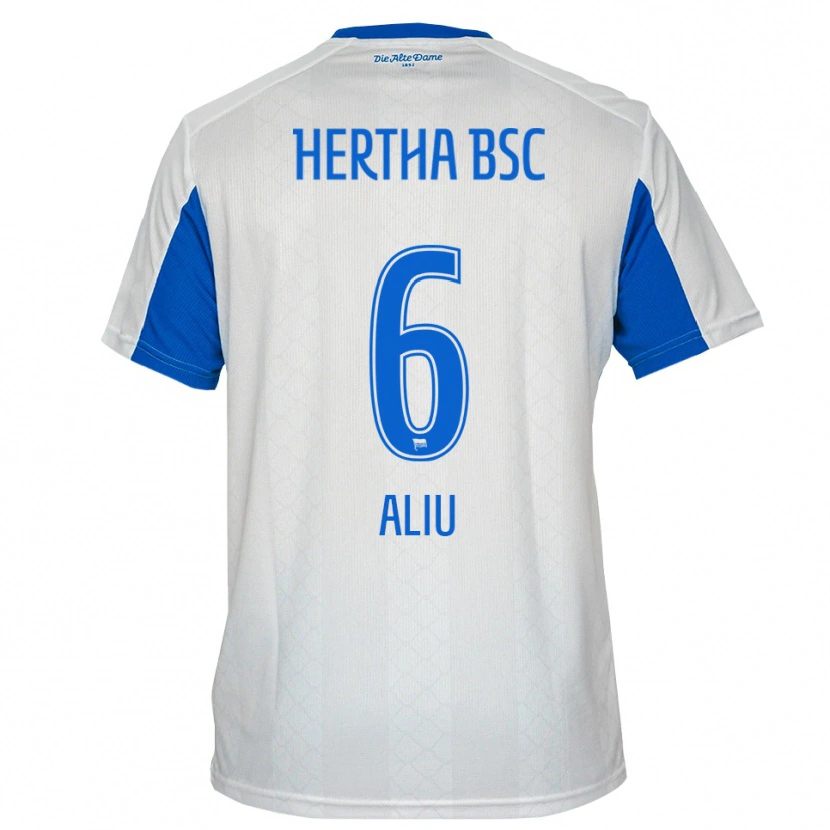 Danxen Hombre Camiseta Lorent Aliu #6 Blanco Azul 2ª Equipación 2025/26 La Camisa México