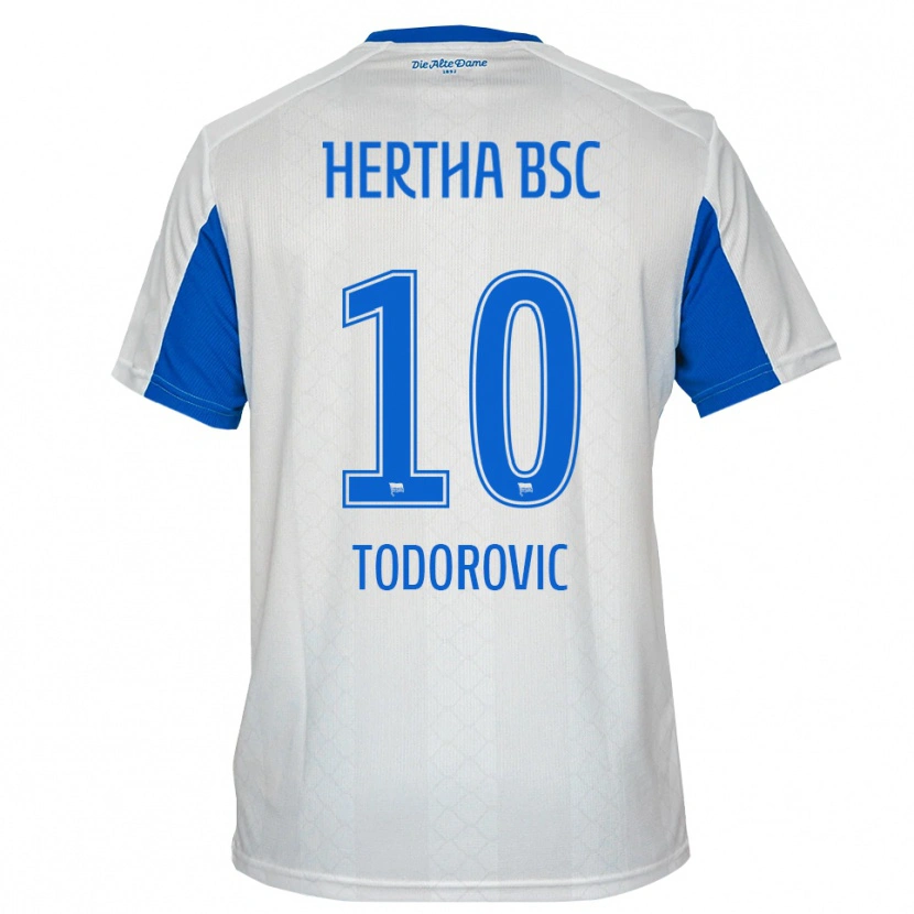 Danxen Hombre Camiseta Kian Todorovic #10 Blanco Azul 2ª Equipación 2025/26 La Camisa México