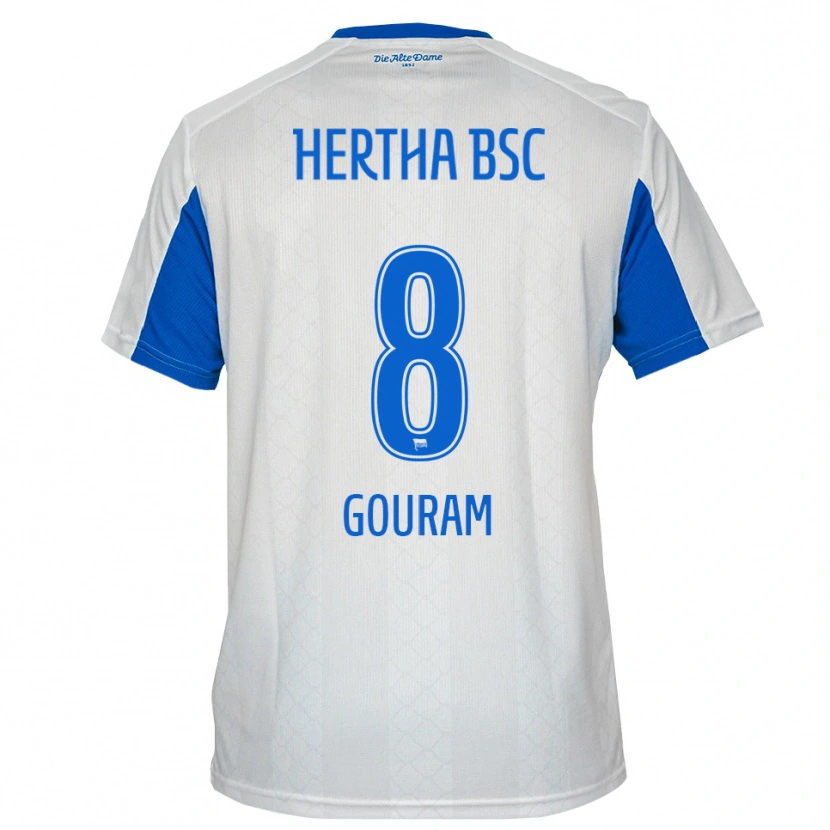 Danxen Hombre Camiseta Soufian Gouram #8 Blanco Azul 2ª Equipación 2025/26 La Camisa México