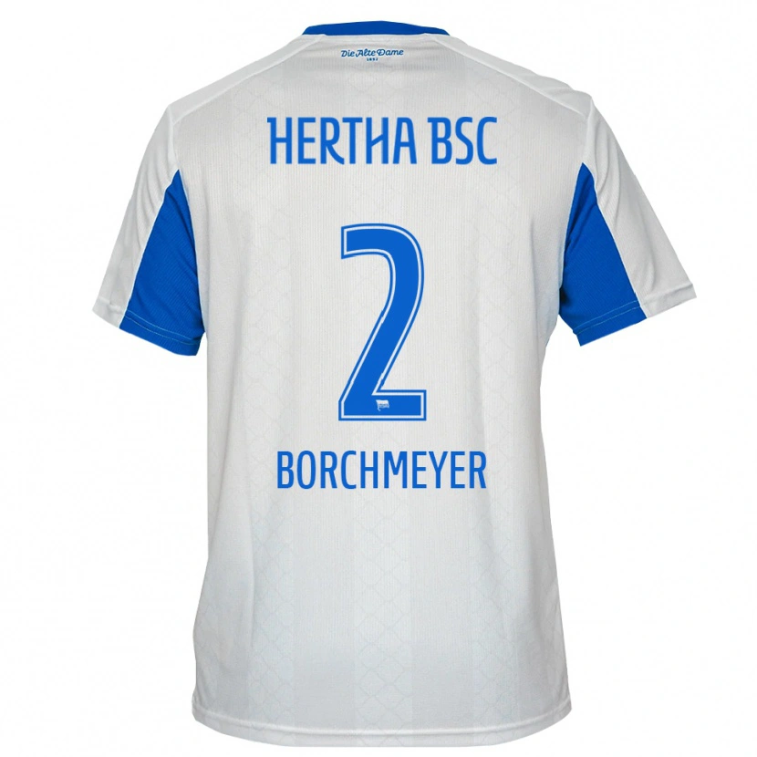 Danxen Hombre Camiseta Ronja Borchmeyer #2 Blanco Azul 2ª Equipación 2025/26 La Camisa México