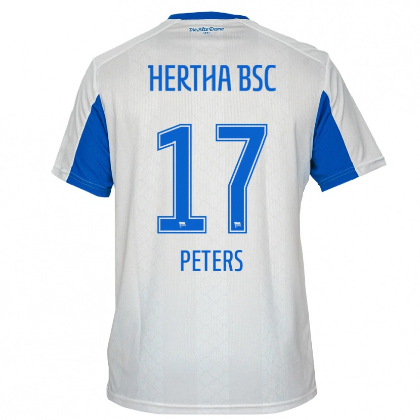 Danxen Hombre Camiseta Laura Peters #17 Blanco Azul 2ª Equipación 2025/26 La Camisa México