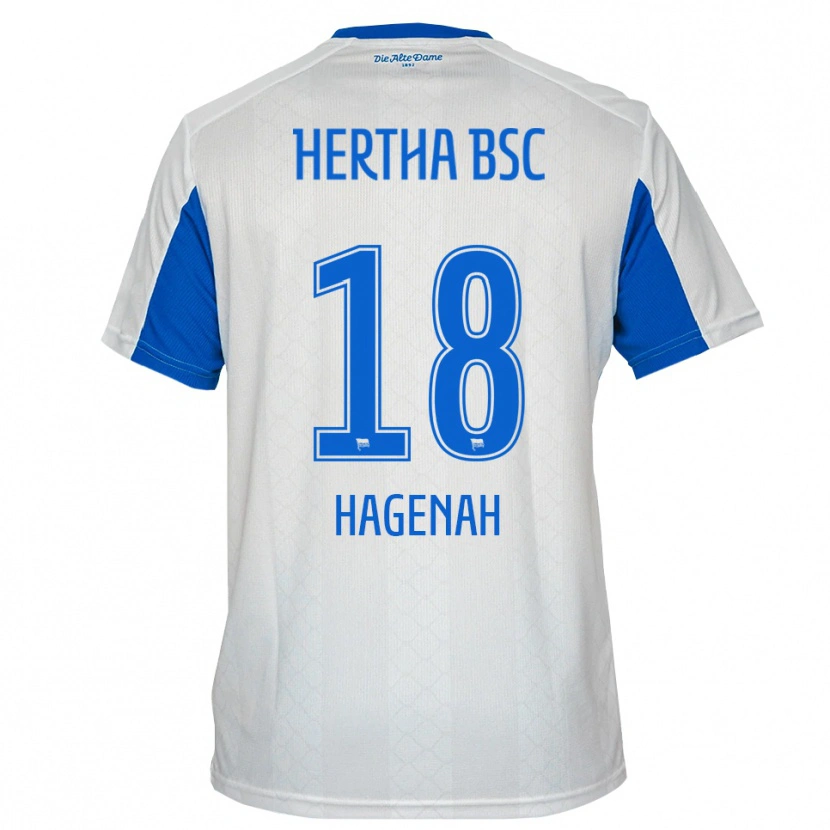 Danxen Hombre Camiseta Simon Hagenah #18 Blanco Azul 2ª Equipación 2025/26 La Camisa México