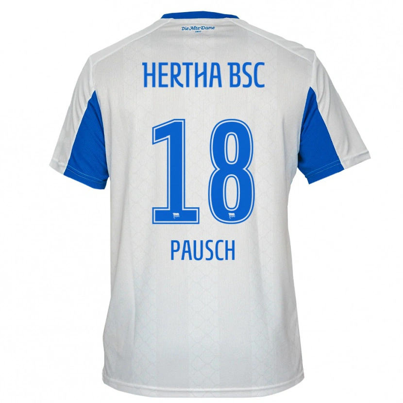 Danxen Hombre Camiseta Luisa Pausch #18 Blanco Azul 2ª Equipación 2025/26 La Camisa México