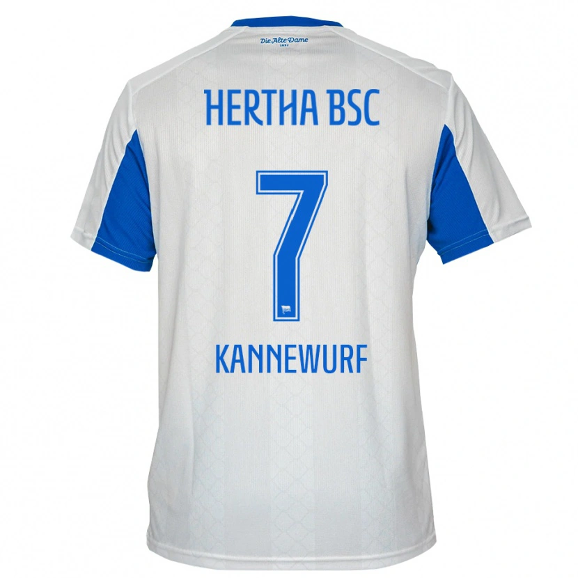 Danxen Hombre Camiseta Liam Kannewurf #7 Blanco Azul 2ª Equipación 2025/26 La Camisa México