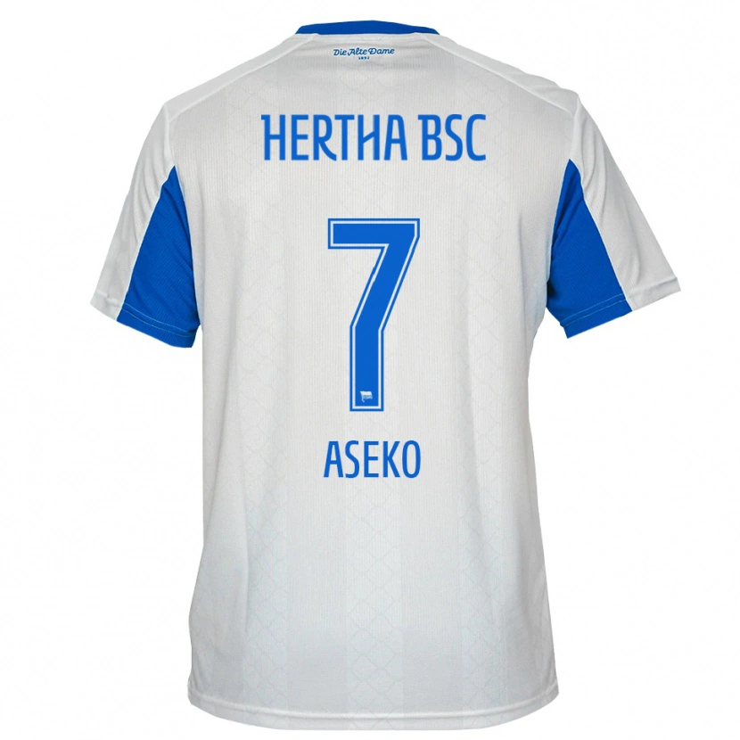 Danxen Hombre Camiseta Benjamin Aseko #7 Blanco Azul 2ª Equipación 2025/26 La Camisa México