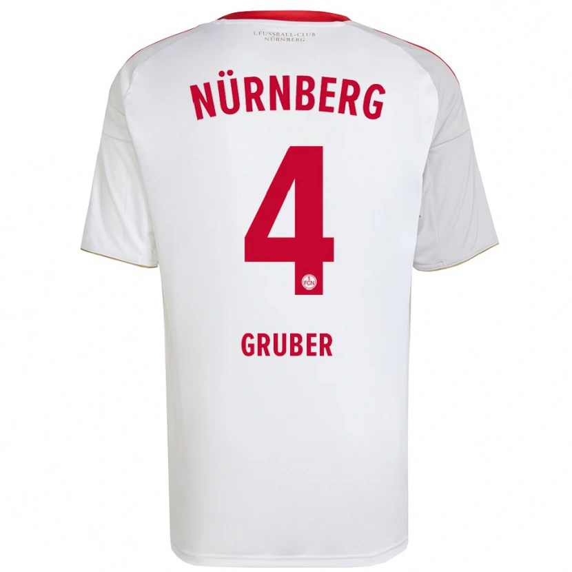Danxen Hombre Camiseta Fabio Gruber #4 Blanco Rojo 2ª Equipación 2025/26 La Camisa México