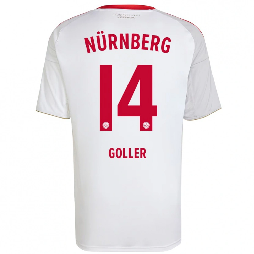 Danxen Hombre Camiseta Benjamin Goller #14 Blanco Rojo 2ª Equipación 2025/26 La Camisa México