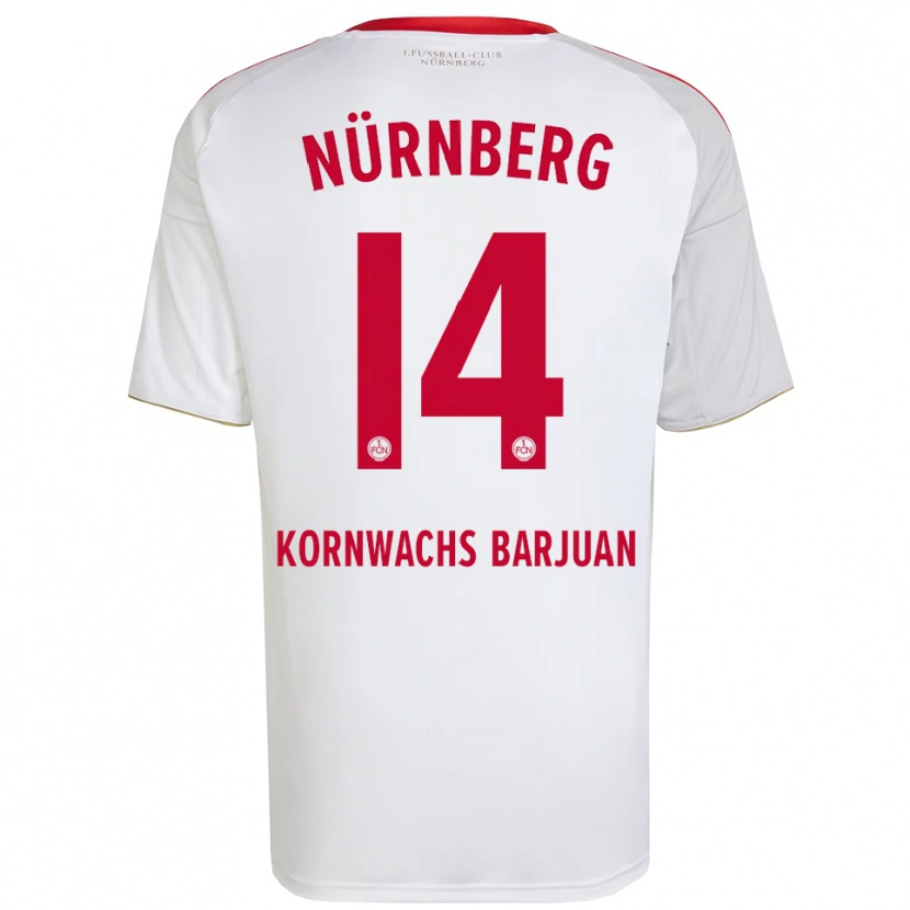 Danxen Hombre Camiseta Marc Kornwachs Barjuan #14 Blanco Rojo 2ª Equipación 2025/26 La Camisa México