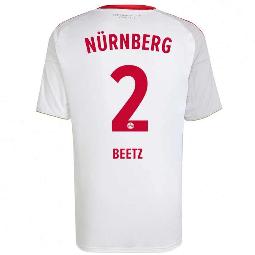Danxen Hombre Camiseta Lucas Beetz #2 Blanco Rojo 2ª Equipación 2025/26 La Camisa México