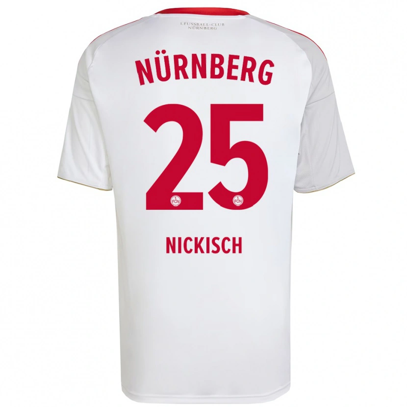 Danxen Hombre Camiseta Justus Nickisch #25 Blanco Rojo 2ª Equipación 2025/26 La Camisa México