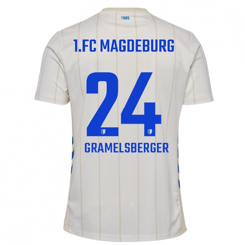 Danxen Hombre Camiseta Lennert Gramelsberger #24 Blanco Azul 2ª Equipación 2025/26 La Camisa México