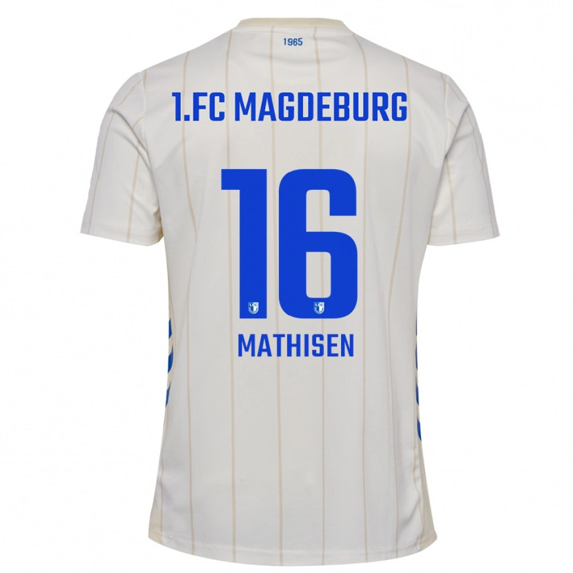 Danxen Hombre Camiseta Marcus Mathisen #16 Blanco Azul 2ª Equipación 2025/26 La Camisa México