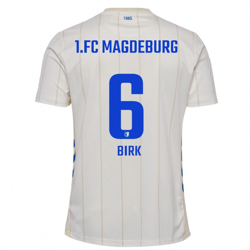 Danxen Hombre Camiseta Timo Birk #6 Blanco Azul 2ª Equipación 2025/26 La Camisa México