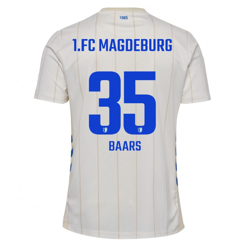 Danxen Hombre Camiseta Magnus Baars #35 Blanco Azul 2ª Equipación 2025/26 La Camisa México