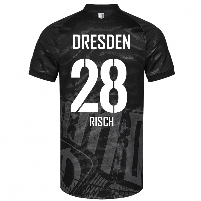 Danxen Hombre Camiseta Sascha Risch #28 Negro Gris 2ª Equipación 2025/26 La Camisa México