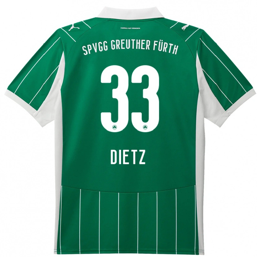 Danxen Hombre Camiseta Maximilian Dietz #33 Verde Blanco 2ª Equipación 2025/26 La Camisa México