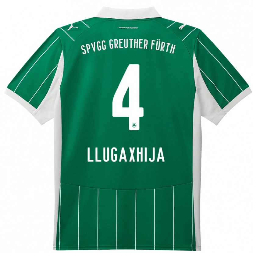 Danxen Hombre Camiseta Florian Llugaxhija #4 Verde Blanco 2ª Equipación 2025/26 La Camisa México