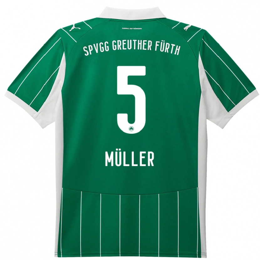 Danxen Hombre Camiseta Linus Müller #5 Verde Blanco 2ª Equipación 2025/26 La Camisa México