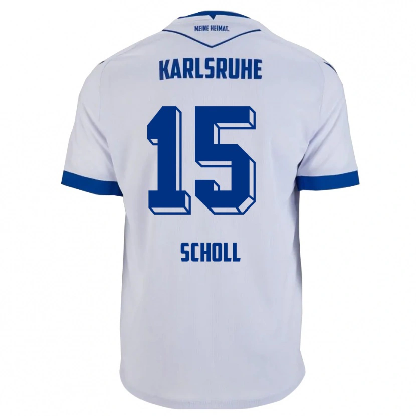 Danxen Hombre Camiseta Paul Scholl #15 Blanco Azul 2ª Equipación 2025/26 La Camisa México