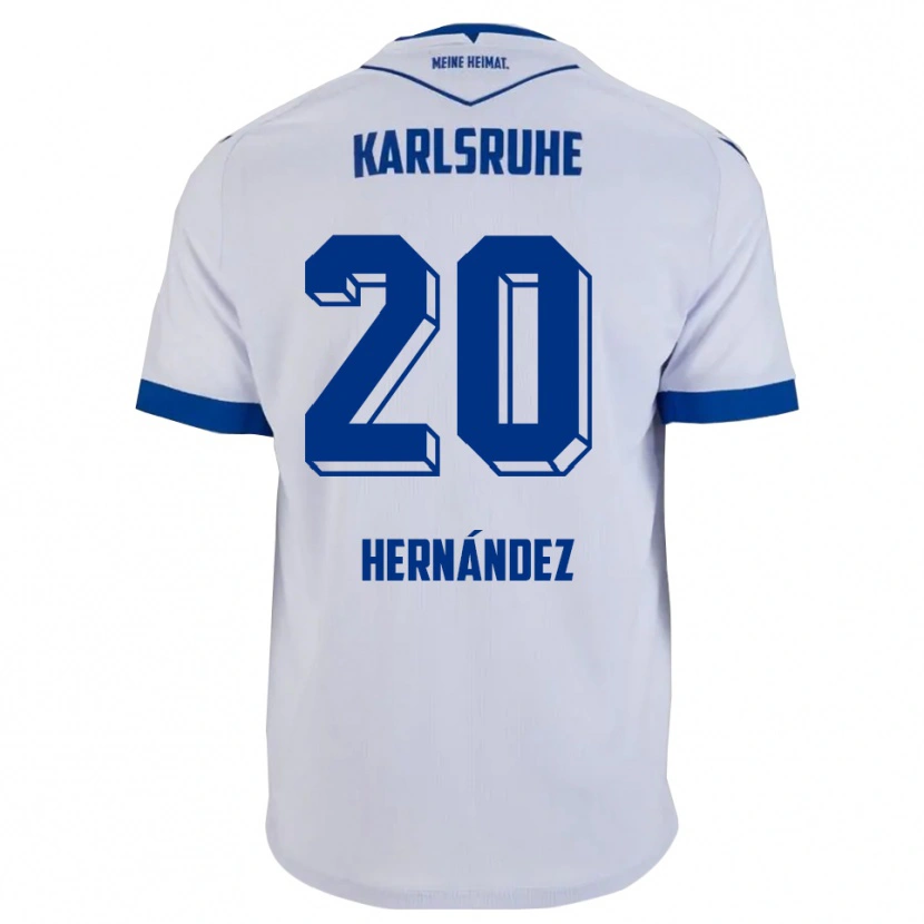 Danxen Hombre Camiseta Marco Hernández #20 Blanco Azul 2ª Equipación 2025/26 La Camisa México