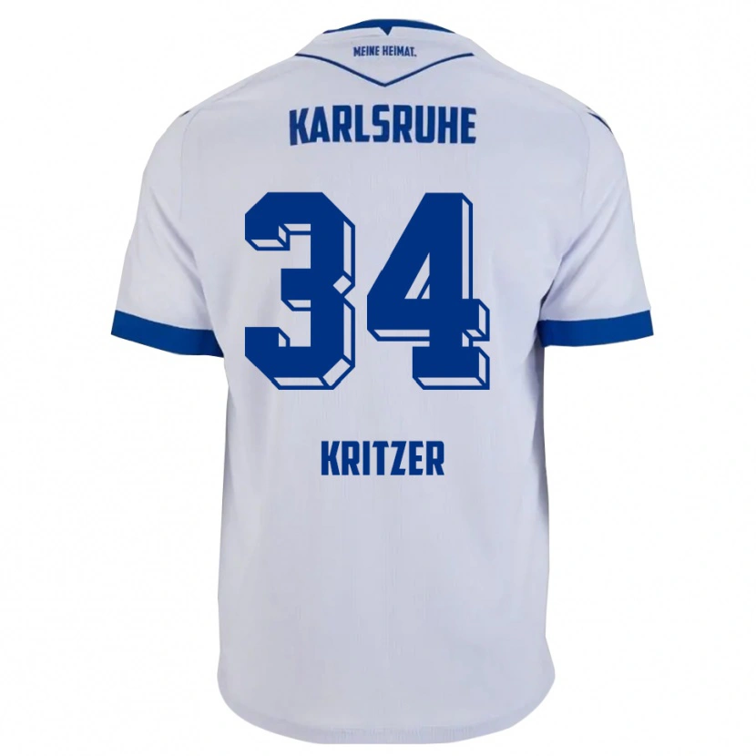 Danxen Hombre Camiseta Mateo Kritzer #34 Blanco Azul 2ª Equipación 2025/26 La Camisa México