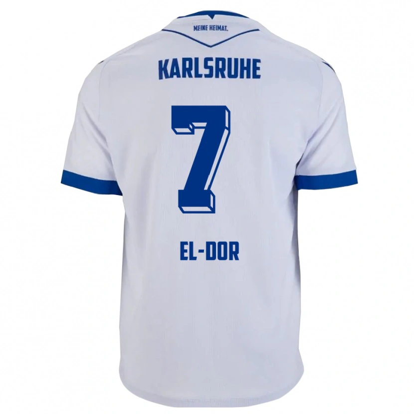 Danxen Hombre Camiseta Bassem El-Dor #7 Blanco Azul 2ª Equipación 2025/26 La Camisa México