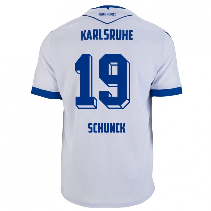 Danxen Hombre Camiseta Tim Schunck #19 Blanco Azul 2ª Equipación 2025/26 La Camisa México